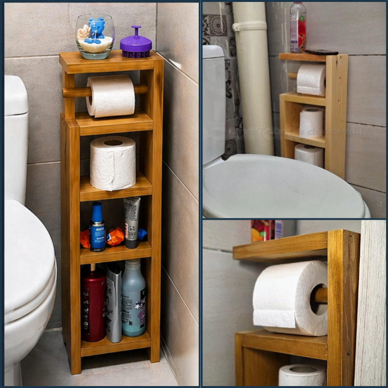 Porte-rouleau de papier toilette avec d'étagère  -  حامل ورق المرحاض مع رف تنظيم